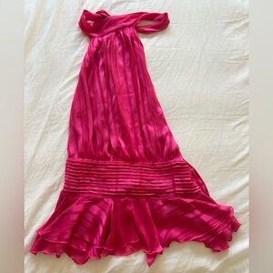 Peppermayo Willow Chiffon Halter Dress Fushia